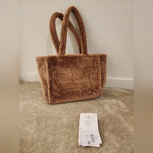 Kate Spade Large Ella Faux Shearling Tote In Light Fawn With Receipt And Tag